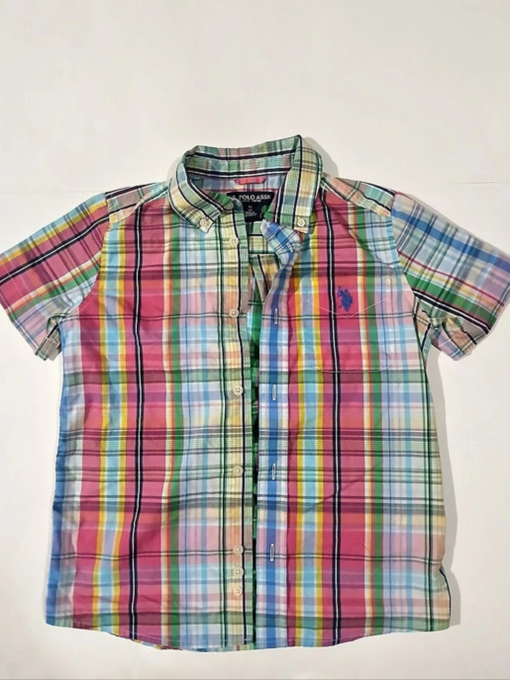 U.S. Polo Assn. Boys Plaid Button Down Shirt Size Medium